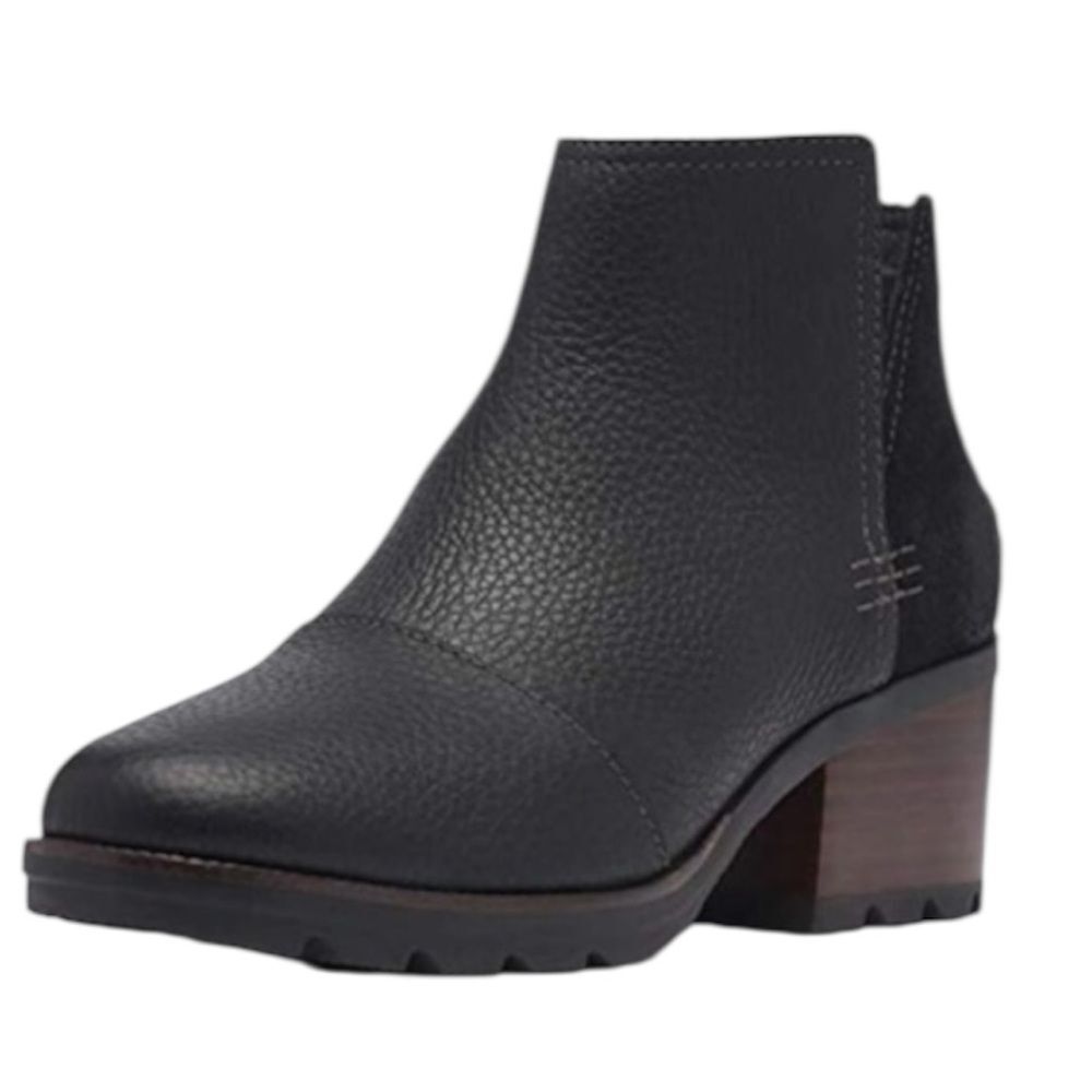 Sorel Black Cate Ankle Boots Cutout Waterproof Booties Suede & Leather Size 8